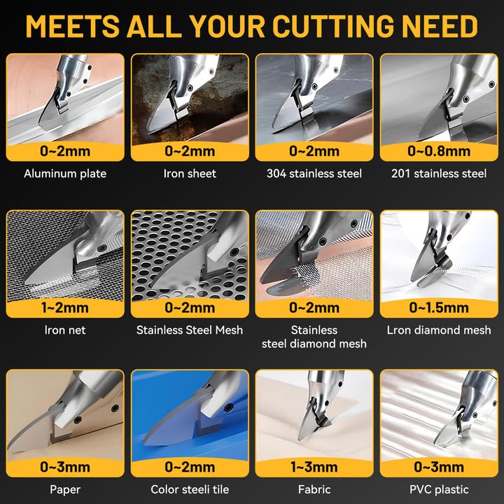 Cordless Sheet Cutter for DE-Walt 20V Max Battery, Electric Metal Shears with 360° Pivoting Head, Maximum Torque 221 Ft-Lbs, Brushless Scissors for Stainless Steel, Metal, and Iron Cutting（Tool Only）