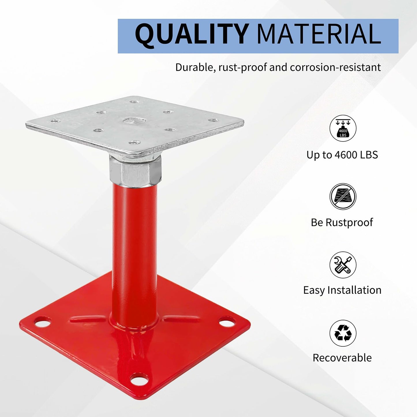 4-Pack Adjustable Floor Jacks – Heavy-Duty House Jack Posts for Leveling and Support, 5” to 8” Screw Jack Lift for Floors and Joists