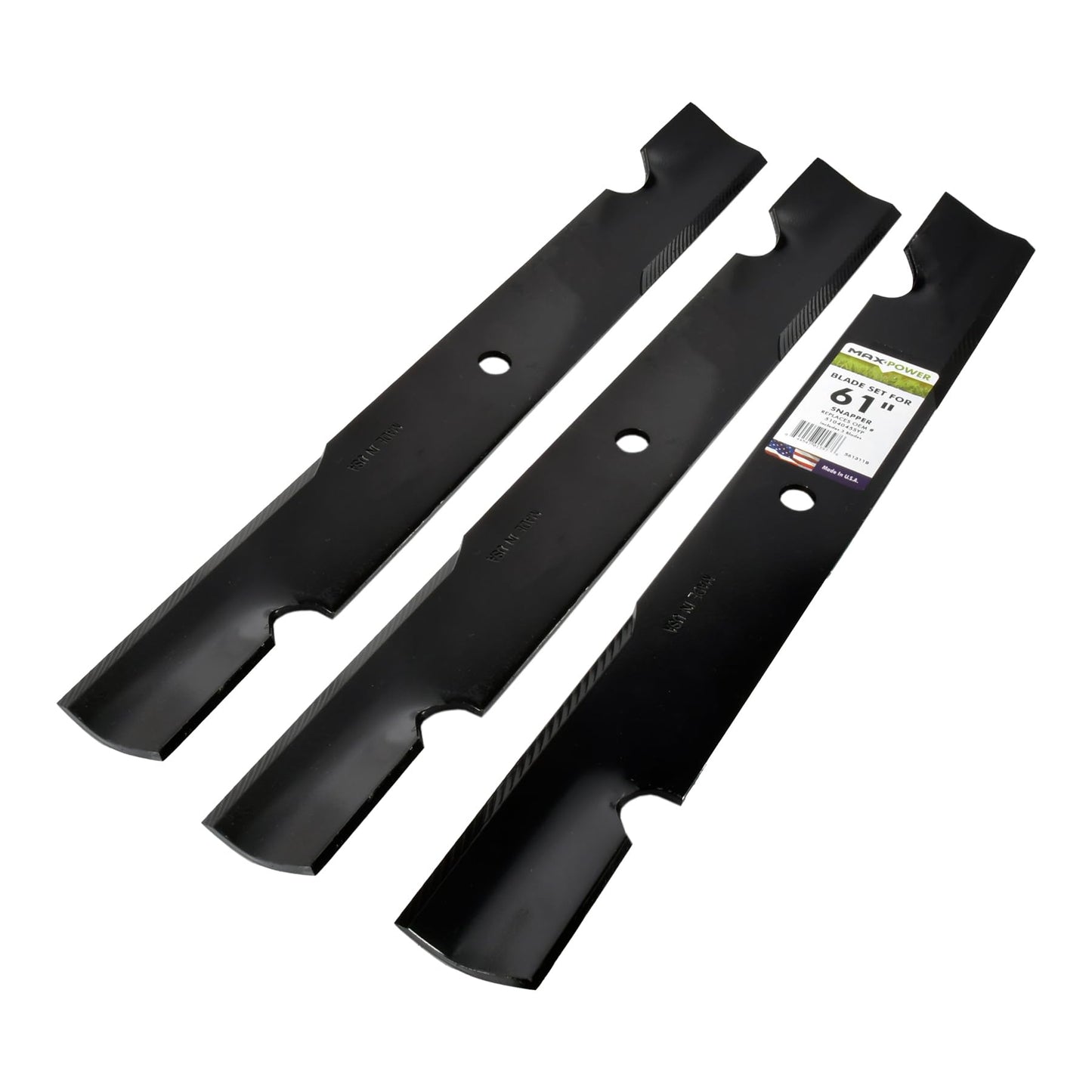 MaxPower 561311B 3 Blade Set for 61" Cut Scag, Snapper and Husqvarna Mowers, Replaces OEM #'s 5208425, 5020842, 5101755, 539-105711