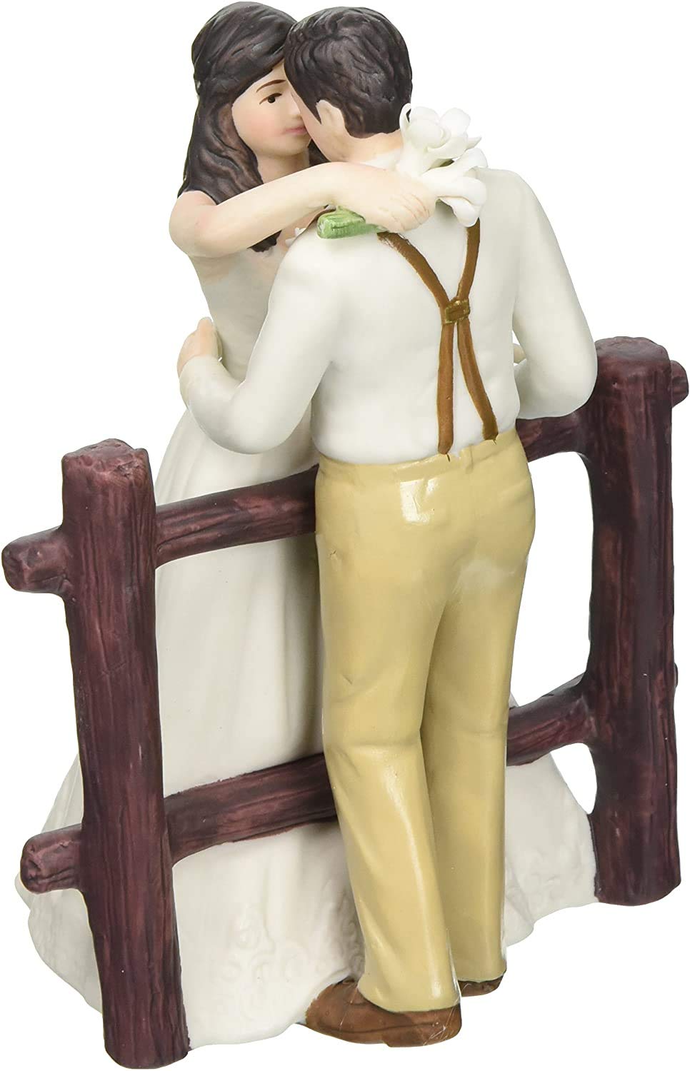 WEDDINGSTAR Porcelain Figurine Wedding Cake Topper Cute Rustic Couple