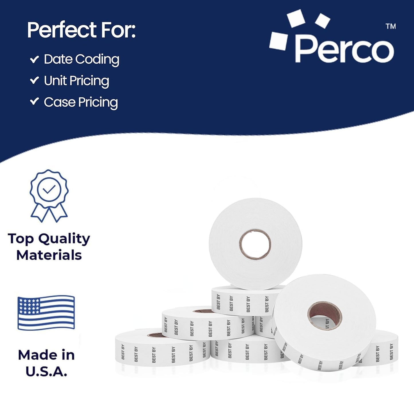 Perco Best by Labels for Monarch 1136 Price Gun - 8 Rolls, 14,000 Marking Labels