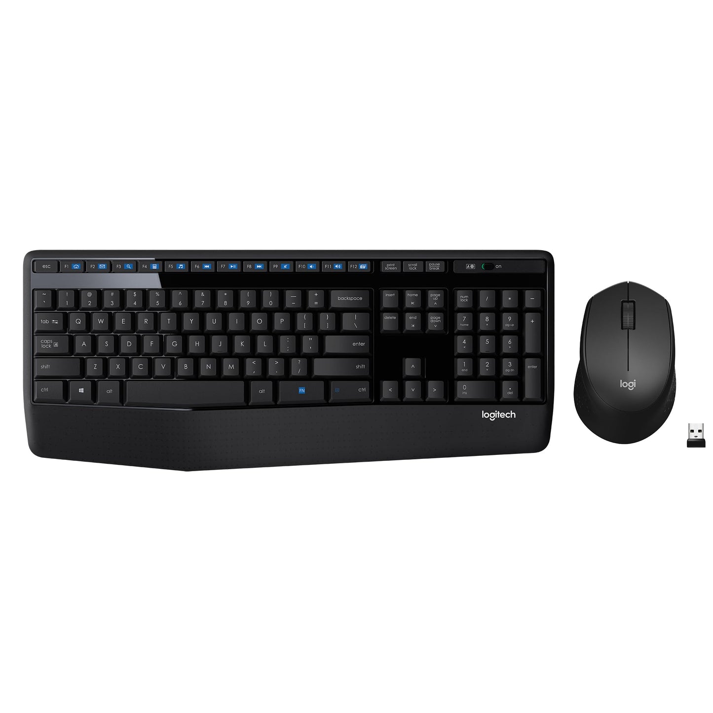 Logitech MK345 Wireless Combo Full-Sized Keyboard with Palm Rest and Comfortable Right-Handed Mouse, 2.4 GHz Wireless USB Receiver, Compatible with PC, Laptop,Black