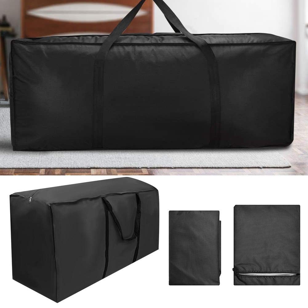 Furniture Storage Bag Black 210D Oxford Dust-Proof Patio Cushion Storage Bag Waterproof Veranda Bag with Small Carry Bag for Furniture Cover(173 * 76 * 51)