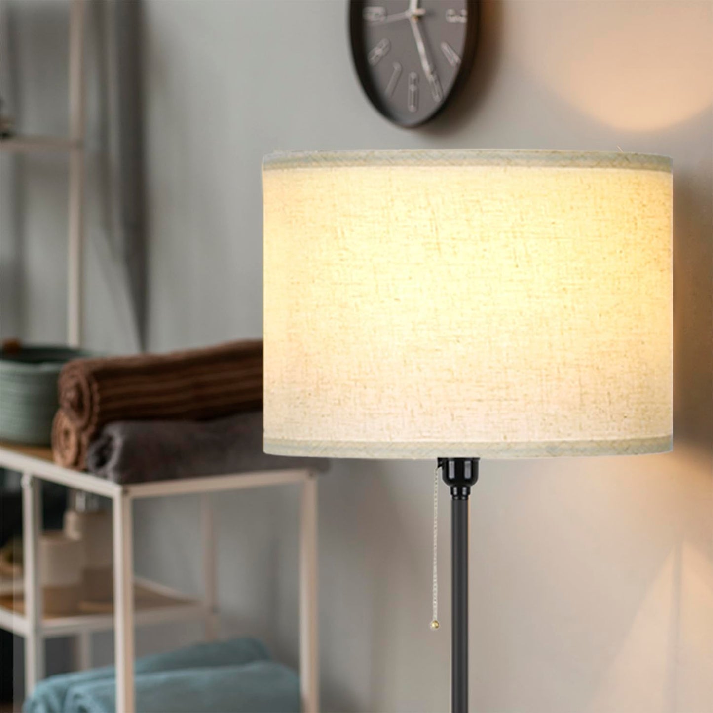 Dimmable Floor Reading Lamps for Living Room Farmhouse Corner Arc Standing LED Modern Floor Lamps, LED Bulb Includes (Black Linen Lampshape)