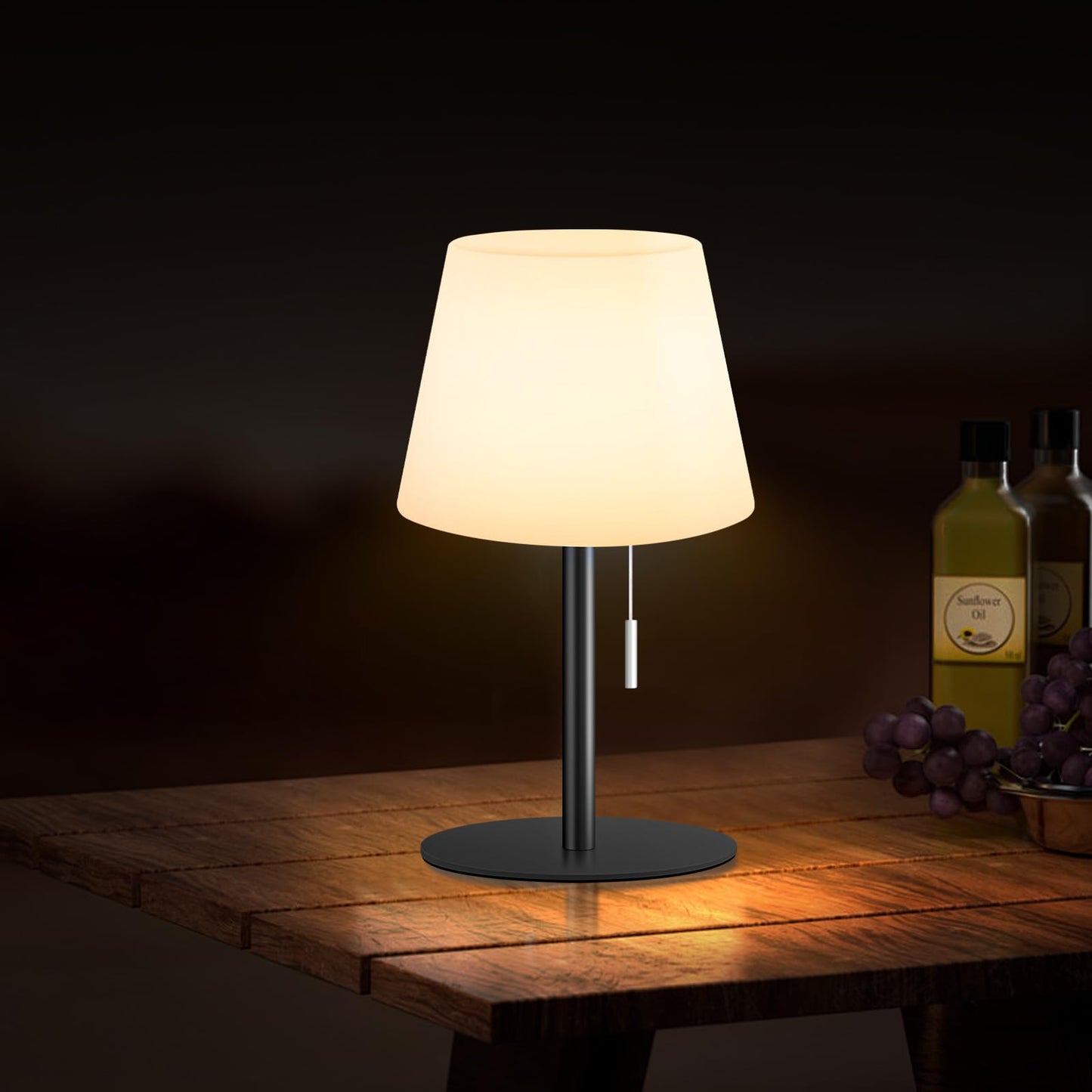 Gewiny Shower Lamp Battery Operated Outdoor Table Lamps Cordless Waterproof LED Dimmable Warm White and RGB Table Lamps Rechargeable Lamp Outdoor Lamps for Patio/Bathroom（Black）