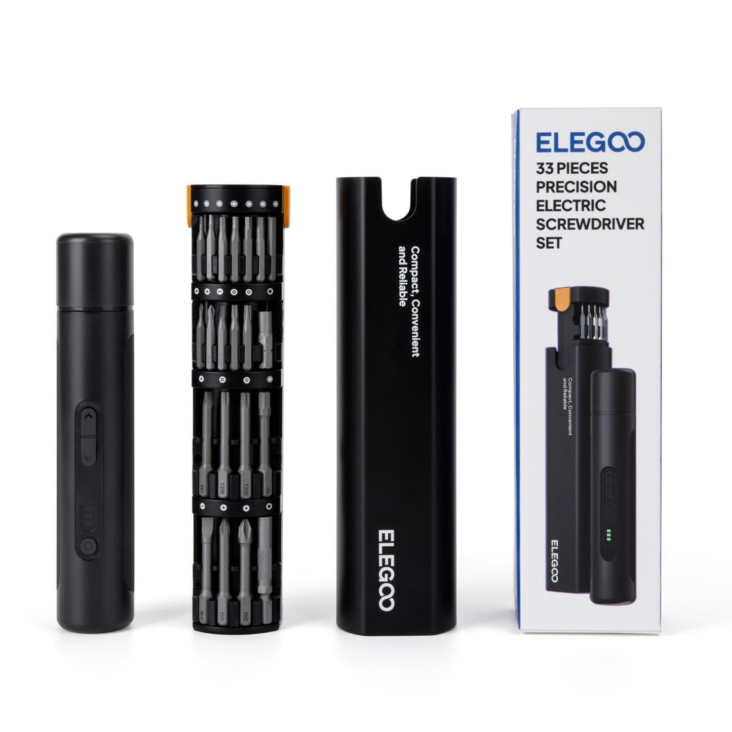ELEGOO 35-in-1 Electric Screwdriver Set with LED and 33 Magnetic Bits, Type-C Rechargeable 1500mAh Battery, Precision Power Tool Kit for 3D Printer Maintenance, Small Electronics Repairs, Engineers