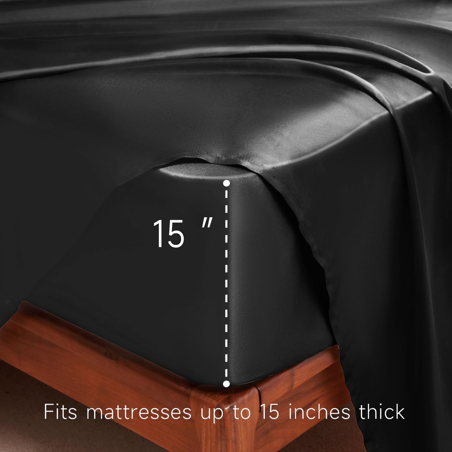 GOLAL Satin Sheets Queen Size - 4 Pieces Luxury Silky Soft Bed Sheets, Wrinkle-Free Black Satin Silk Sheet Set with 1 Deep Pocket Fitted Sheet, 1 Flat Sheet, 2 Pillow Cases