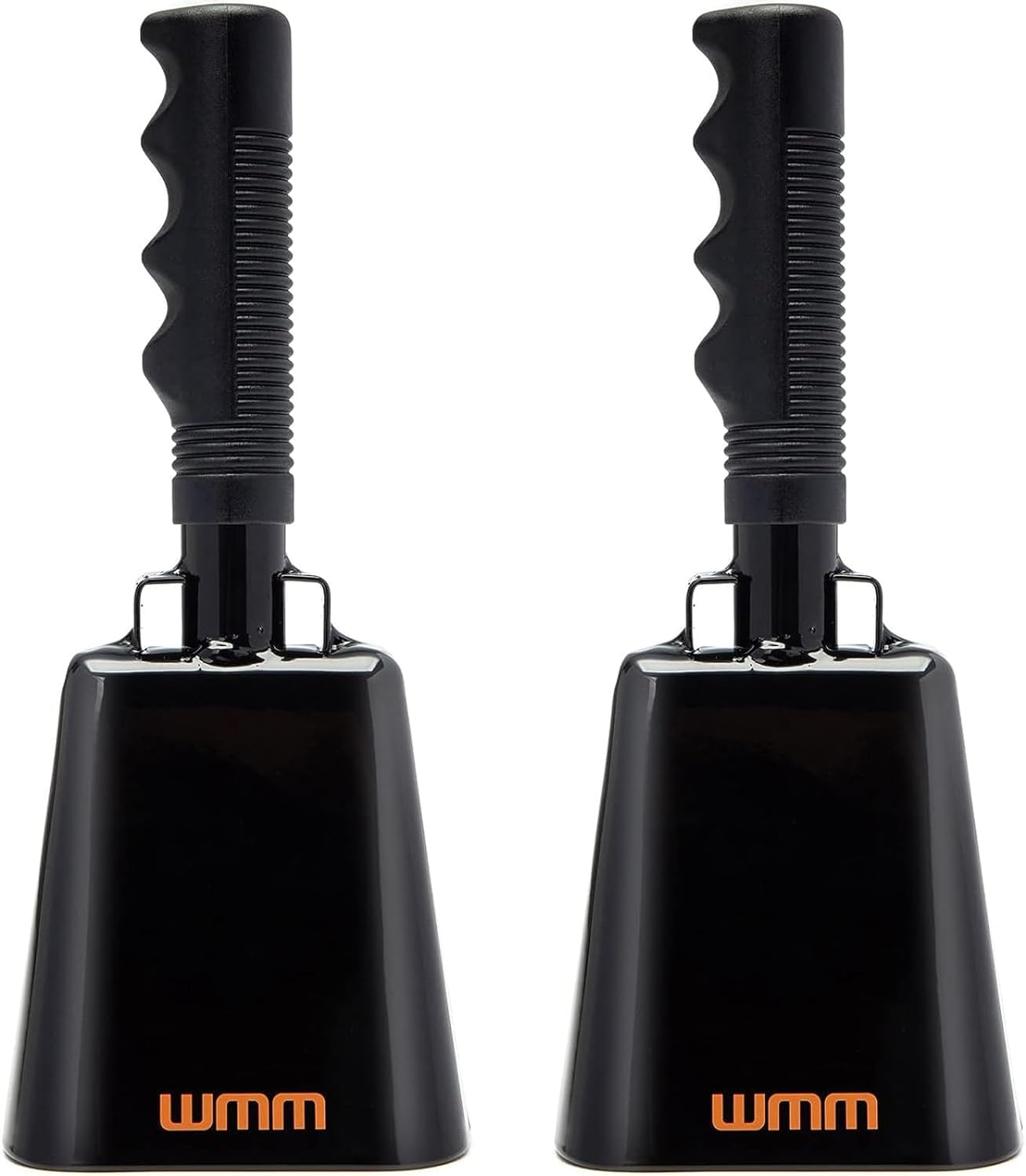 2 Pack 10 Inch Cow Bell Noise Makers Cowbell for Sporting Event Cheering Bell for Football Games Large Steel Cowbell with Handle Solid School Bells Call Bell Alarm (Black)