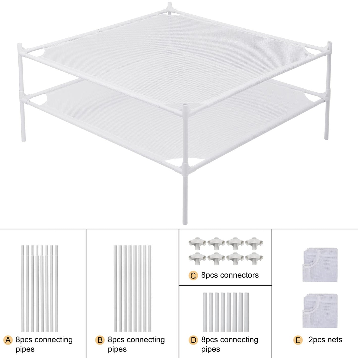 Clothes Drying Rack Flat, Portable Dryer for Sweater with Metal Tube, 2-Layer Mesh Laundry Rack for Indoor and Outdoor Use, Can be Placed to Dry Towel, Sweater, Hat, Glove, Bottle, Herbal