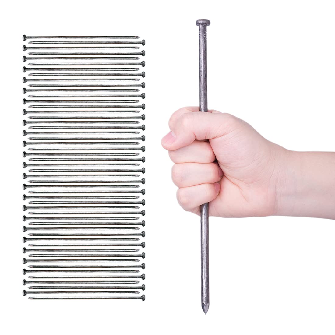 HOT SEAL Landscape Stakes 10 Inch 100 Counts Metal Landscape Edging Anchoring Spikes, Heavy Duty Nails for Artificial Turf Stakes, Paver Edging, Timber Carpentry, Weed Barrier, Tent Pegs, More