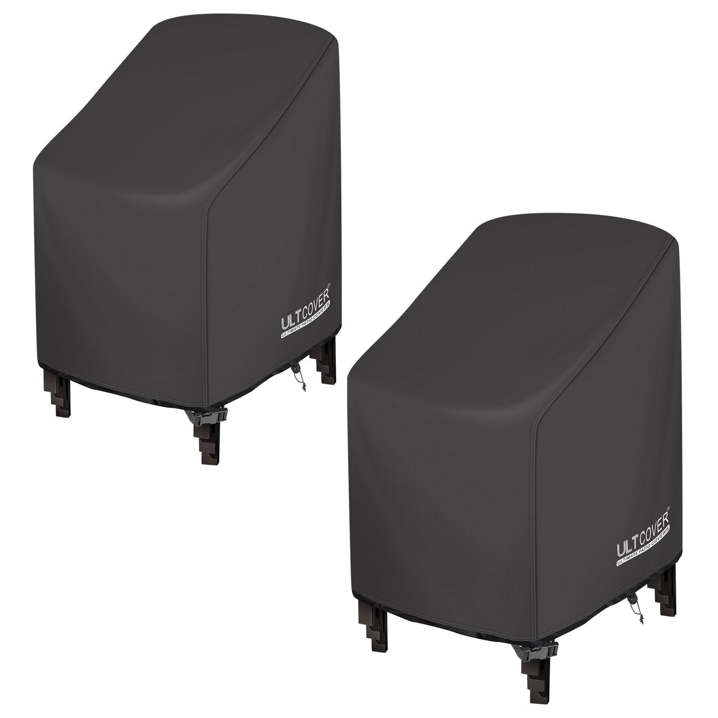 ULTCOVER Stackable Patio Chair Cover – Waterproof Outdoor Stack of Chairs Cover 2 Pack Fits Up to 26W x 34D x 45H inches, Black