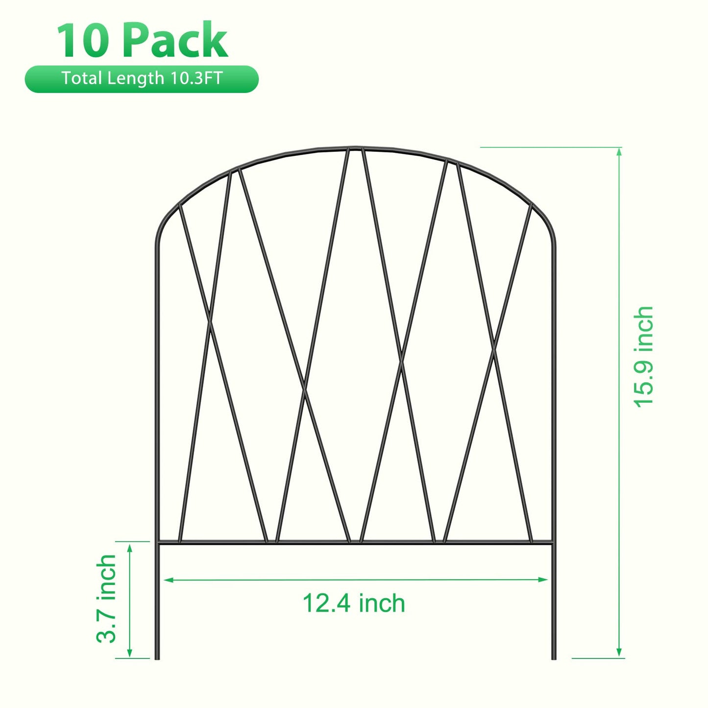 10 Pack Decorative Garden Fence 10.3 ft (L) x 15.9 in (H) Small Fence Animal Barrier Arched Rustproof Garden Fence Border Rabbit Metal Flower Bed Fencing for Yard Patio Outdoor Landscape