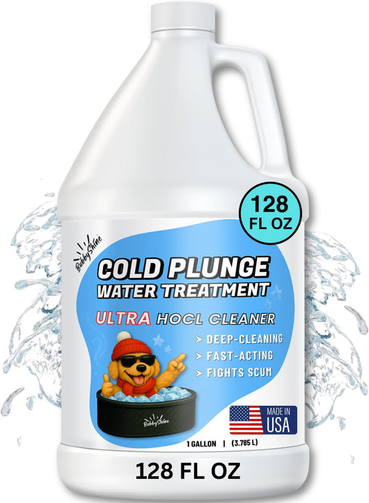 BubbyShine, 5in1 Weekly Cold Plunge Water Treatment - HOCl Cold Plunge Cleaner, Ice Bath Cleaner, Water Stabilizer For Cold Plunge Ice Pod, Clarifier Softener Chemicals, Ice Bath Accessories, 1 Gallon