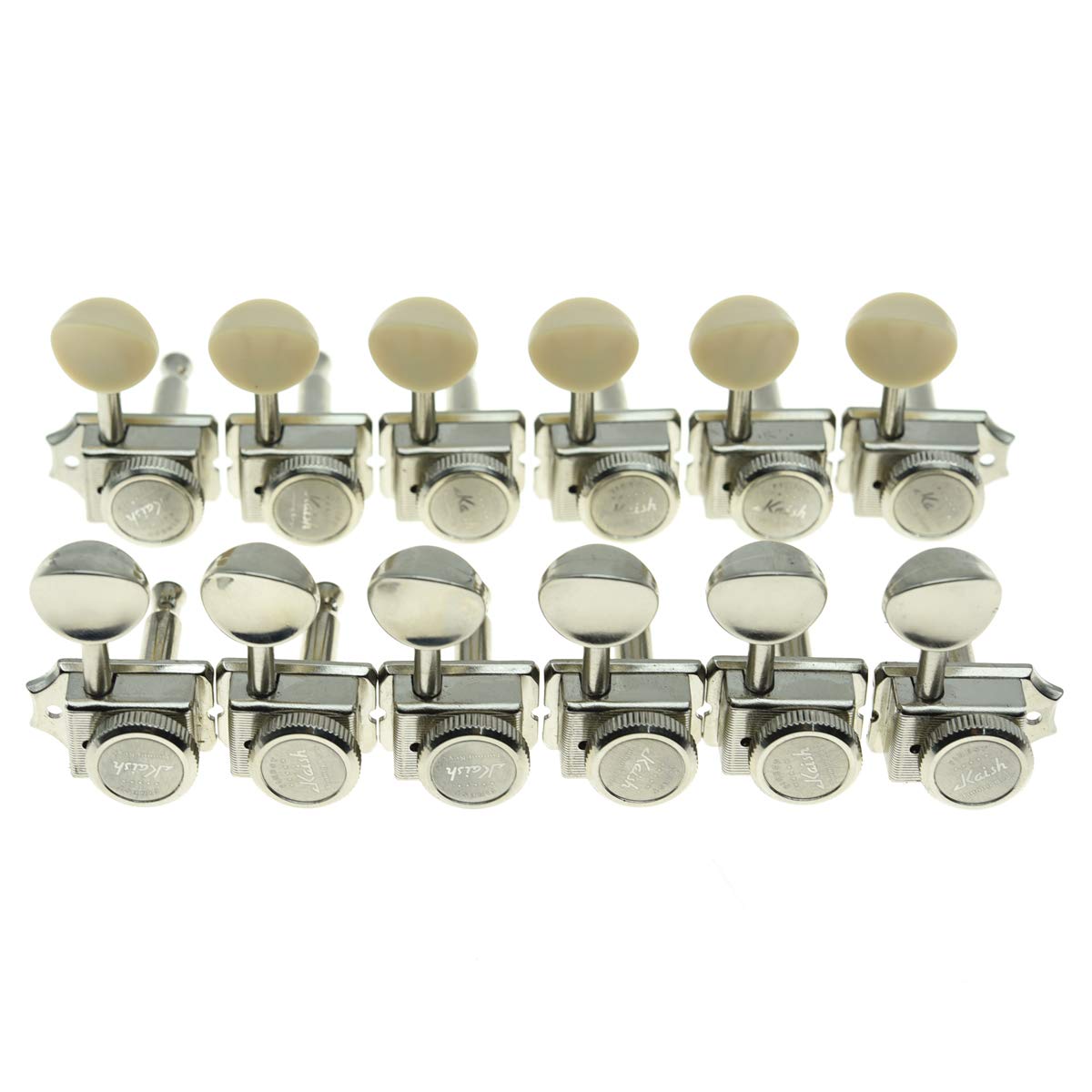KAISH 6 Inline Guitar Vintage Style Locking Tuners Guitar Tuning Keys Guitar Lock Machine Heads for Strat Tele Nickel