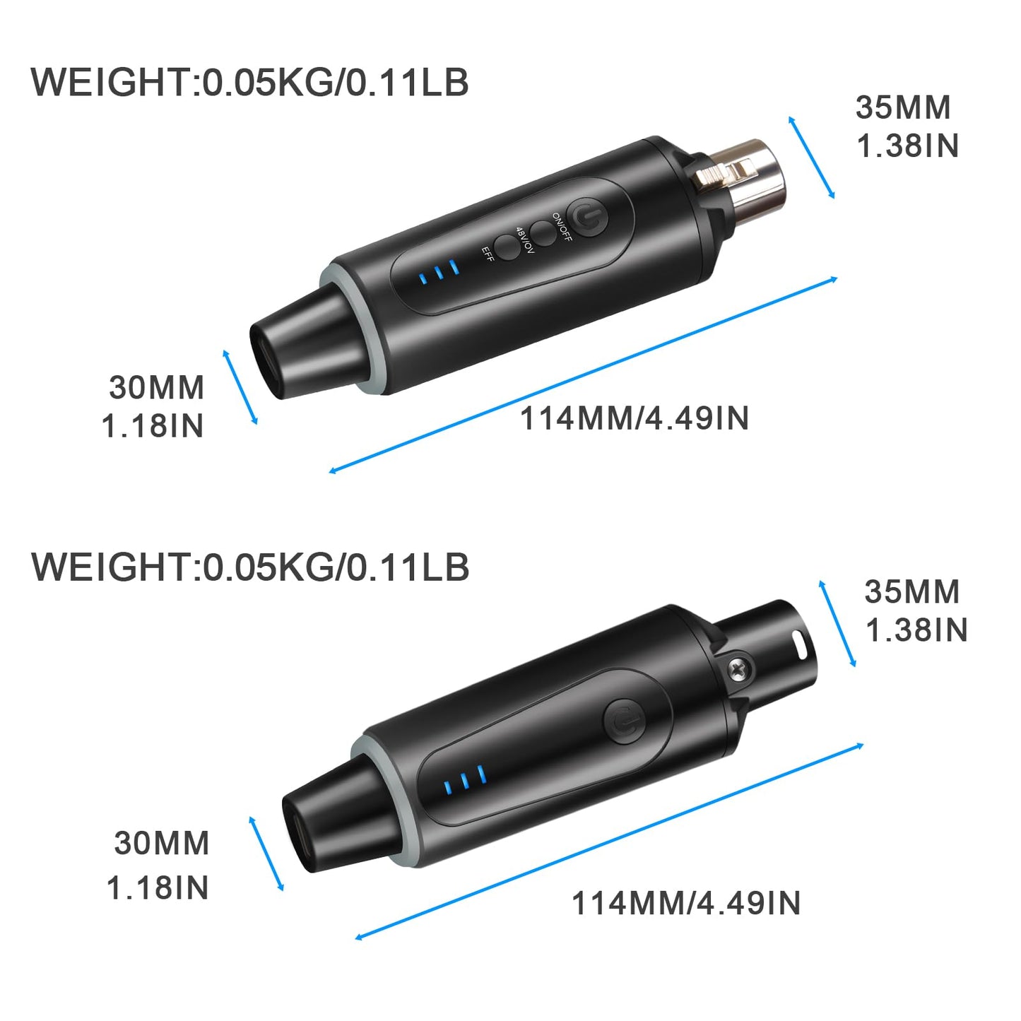Depusheng S5 Wireless Microphone System Wireless Guitar Transmitter Receiver with XLR Plug-on Dynamic and 48V Condenser Microphones, Sound Mixer, 48V Phantom Power and Reverb Switch