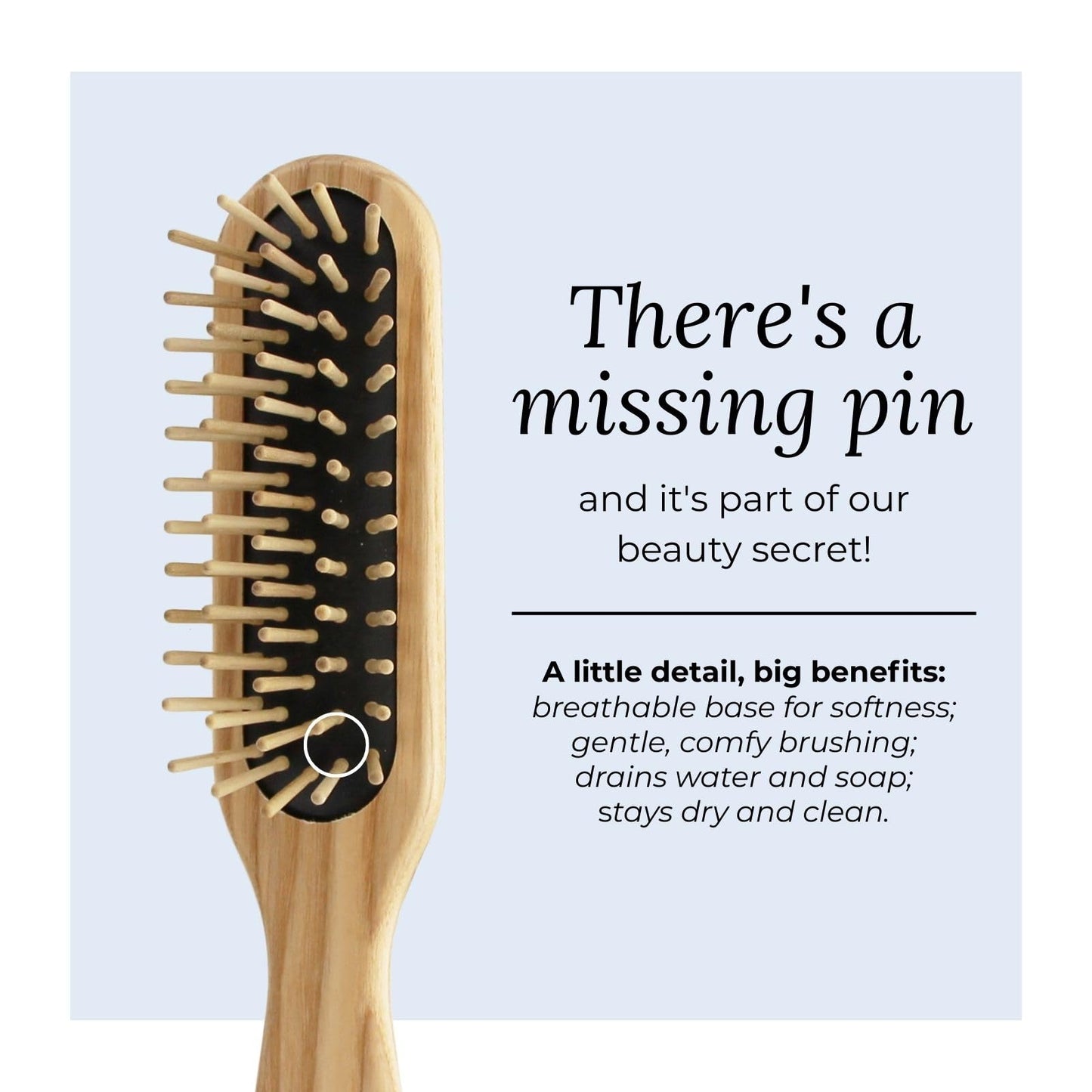 TEK - Rectangular Brush with Short Tooth in Ash Wood Handmade in Italy, for Short Hair - 22 x 4 cm