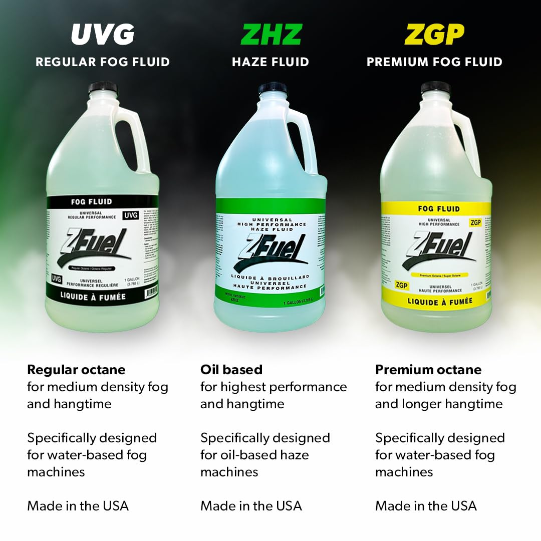 Z Fuel Universal ZGP Premium Octane Fog Fluid Juice - 3.78 Litres - Professional Grade For Fog Machine - Perfect For Halloween, Weddings, Party or DJ Effects - High Output & Super Long Lasting