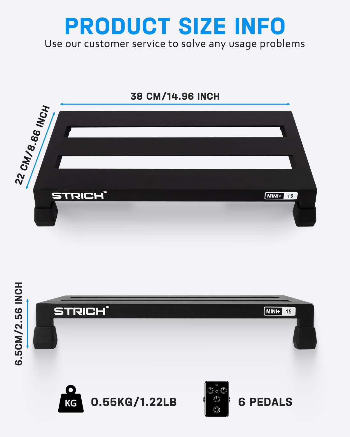 STRICH Guitar Pedal Board Aluminum Alloy 1.2lb Super Light Effect Pedalboard 15'' x 8.66'' with Carry Bag, MINI+ 15