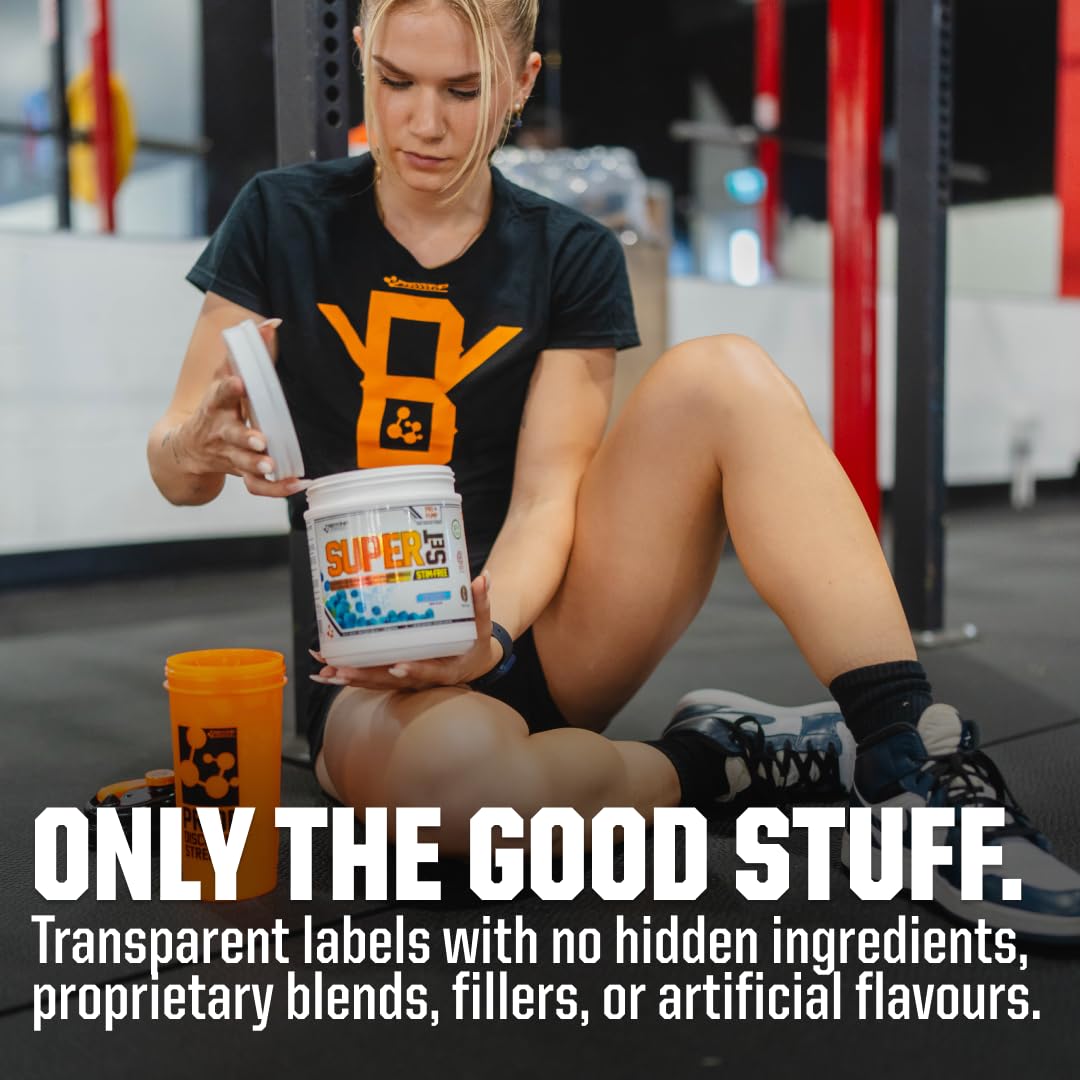 Beyond Yourself - SuperSET Stim-Free, Caffeine-Free Pre-Workout | Formulated for Peak Performance & Insane Pumps | Dominate Savage Workouts with 9g L-Citrulline & 1.47g Agmatine | 40 Servings | Tangy Peach Ringz