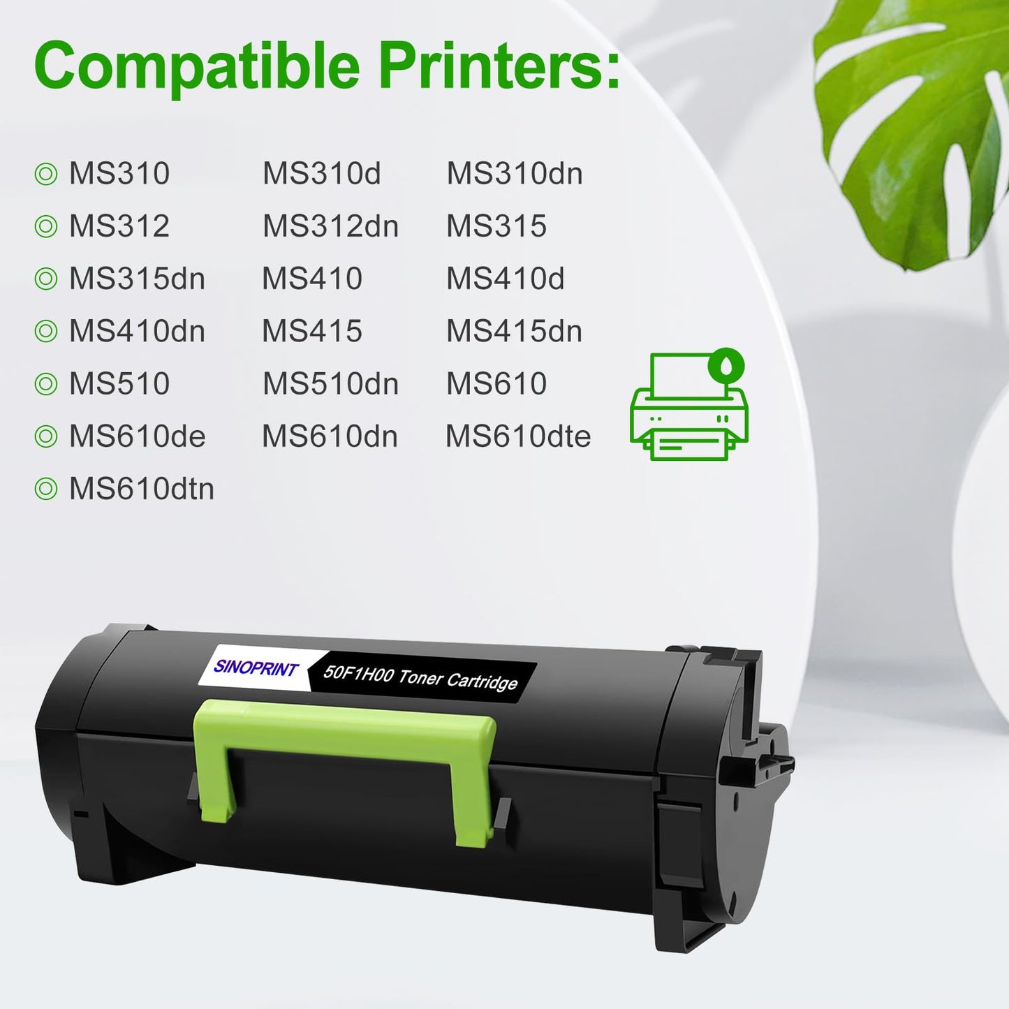 Toner Cartridge Replacement for Lexmark 50F1H00 501H for MS310d MS310dn MS312dn MS315dn MS410dn MS415dn MS510dn MS610dn Printer (5,000 Pages 1 Black)