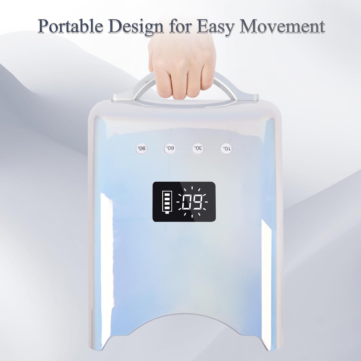 BOMOQING UV Nail Lamp, 78W Cordless LED Nail Dryer for Gel Polish with 4 Timer Settings & LCD Display, Fast Nail Light Curing Lamp for Salon (Metallic Silver)