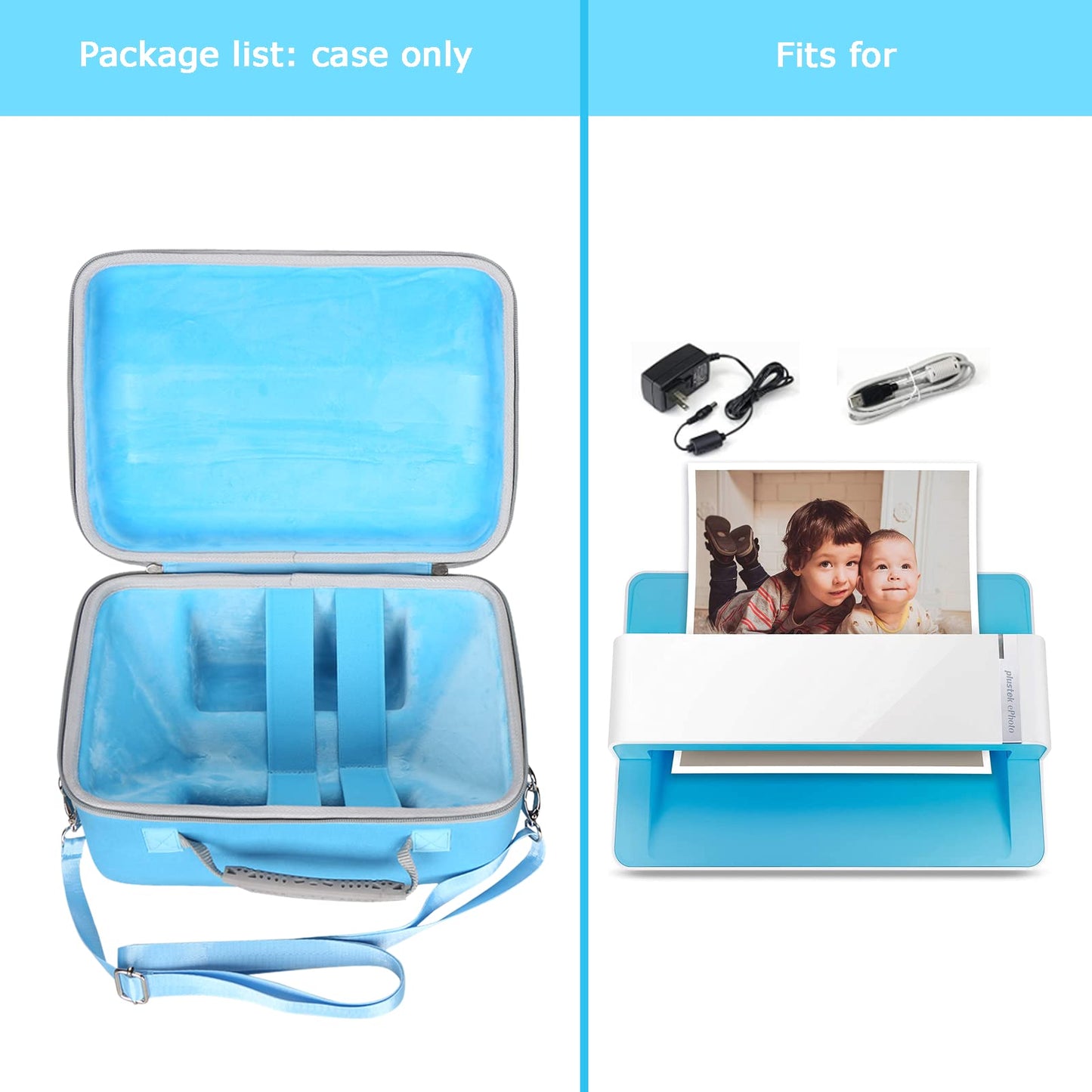 Tourmate Hard Document Scanner Carrying Case for Plustek Photo Scanner - ephoto Z300, Scan 4x6 Photo in 2sec, Auto Crop and Deskew CCD Sensor, Protective Carrying Storage Bag