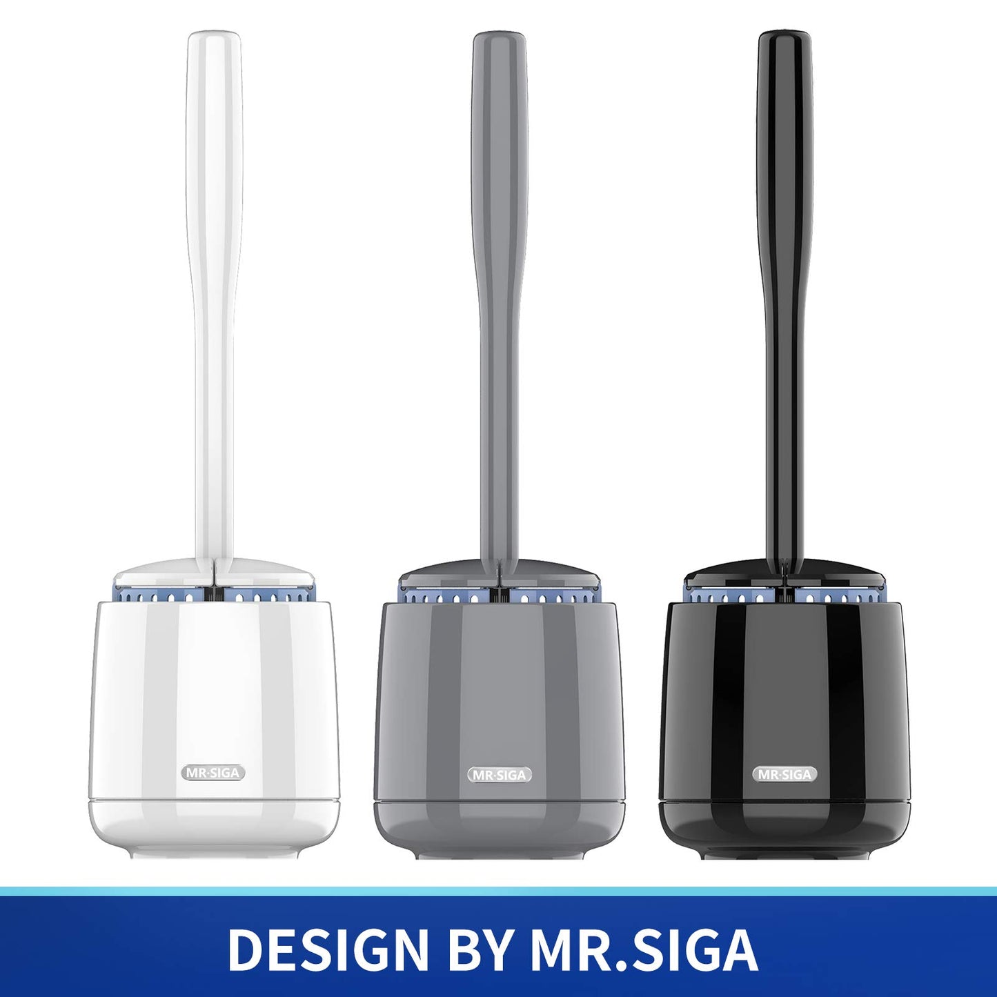 MR.SIGA Premium Toilet Bowl Brush and Holder with Solid Handle and Durable Bristles for Bathroom Cleaning, White, 1 Pack