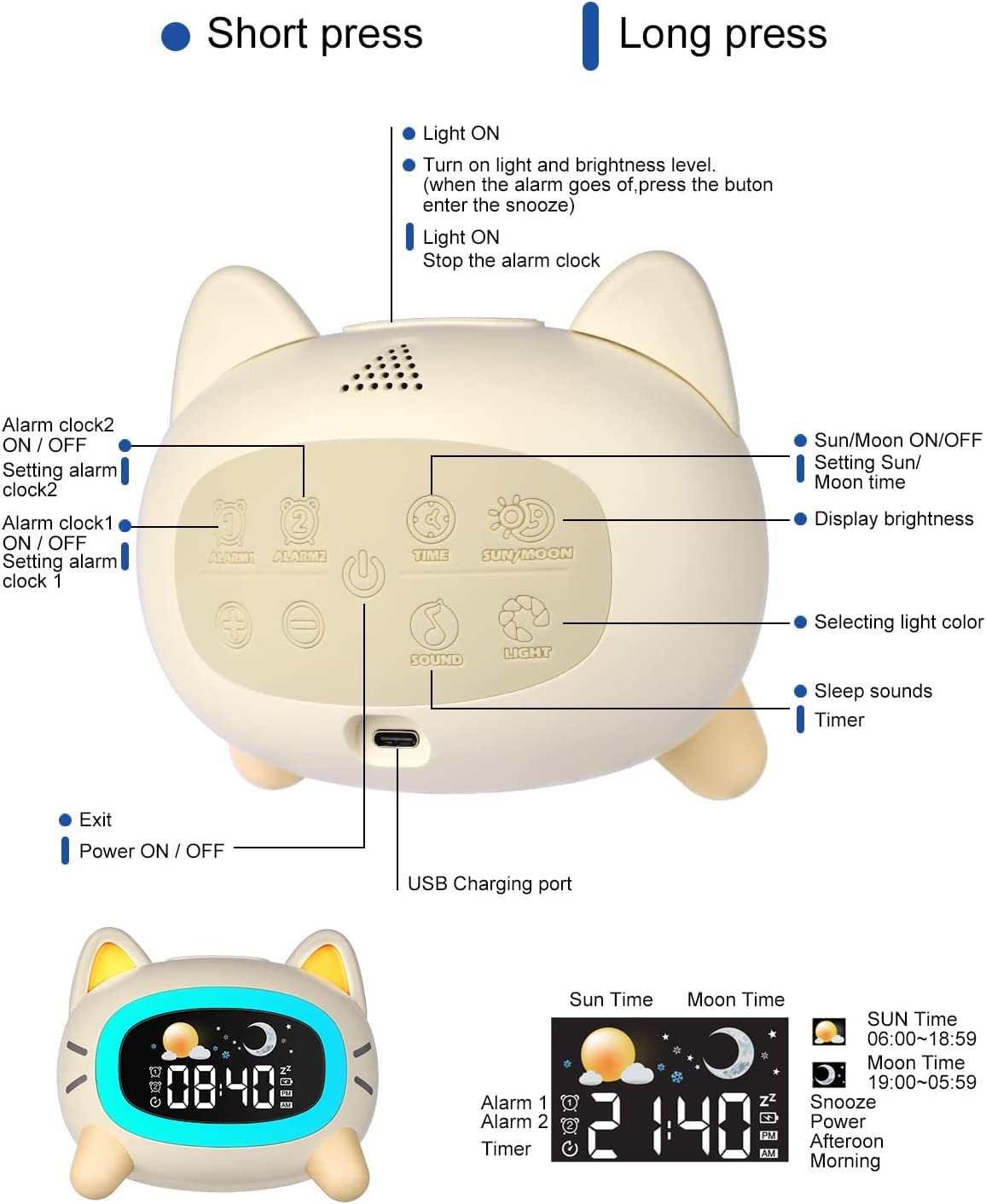 Uplayteck Kids Alarm Clock Ok to Wake and Grow Clock for Kids with 5 Adjustable Light and 4 Level Sounds Toddler Sleep Trainer for Boys and Girls Bedrooms