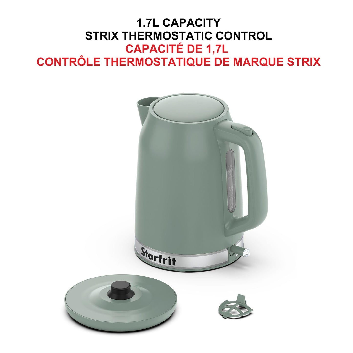 Starfrit Electric Kettle - 1.7L Capacity - Water Level Indicator - Automatic Shut-Off - 1500W – Sage