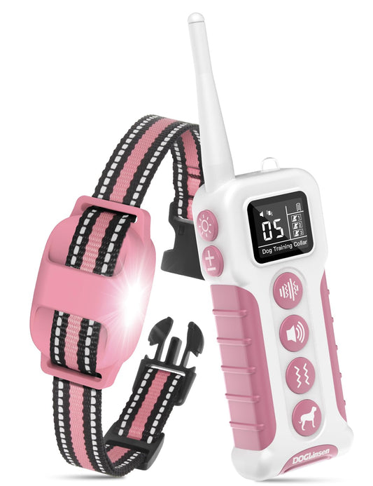 No Shock Dog Training Collar, Vibrating Dog Collar with Remote 3300ft, Beep and Vibration Collar for Dogs 10-110lbs | Vibrate Only, No Prongs | Painless&Humane to Stop Bad Behaviors (Pink)