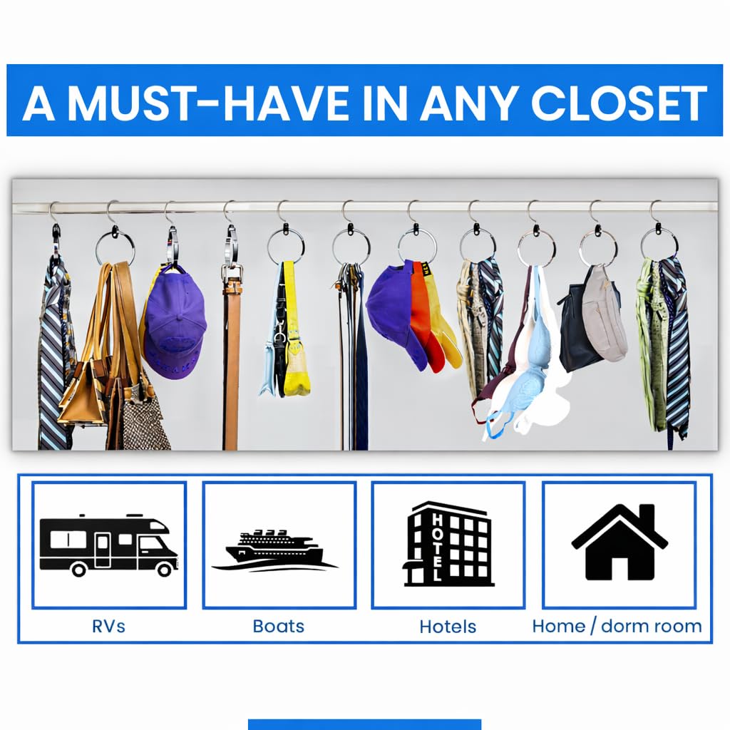 Rolly Hanger® Closet Space Saver – Premium Rotating Aluminum Organizer for Belts, Ties, Hats & Handbags – Heavy Duty 360° Swivel – Declutter & Maximize Storage (3 Pack)