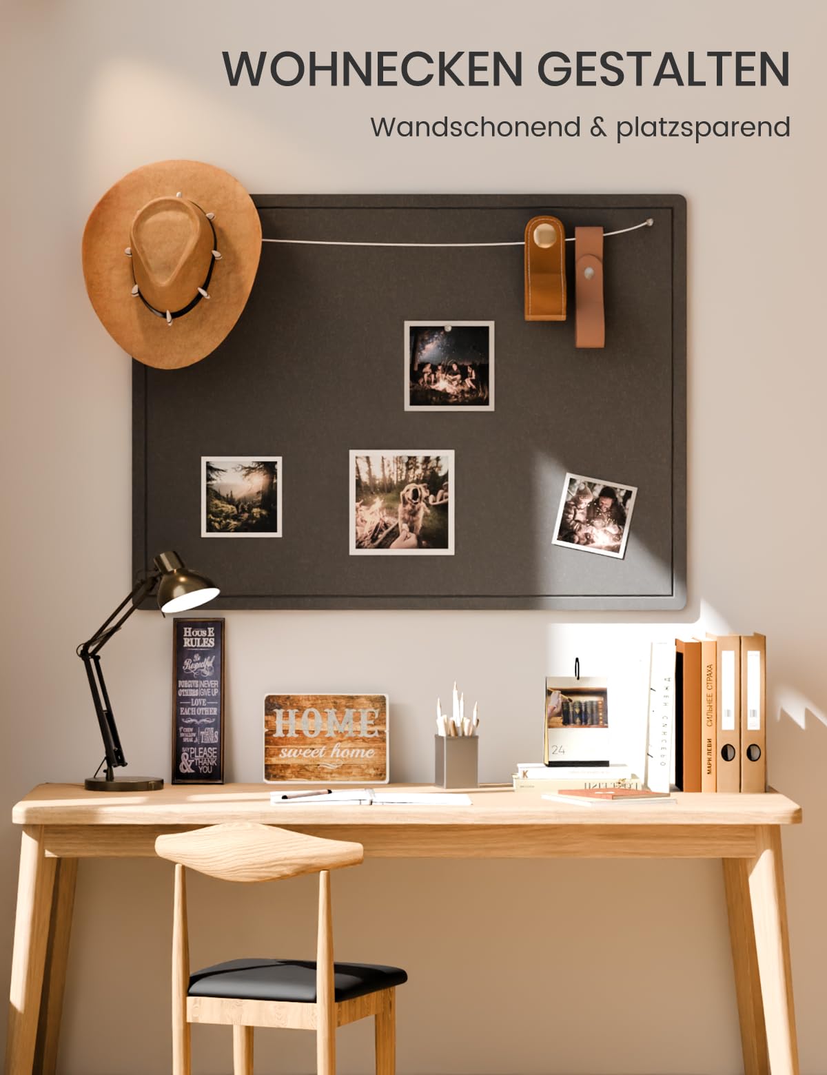 Fluxynara Large Bulletin Board, 47.2" x 35.4" Cork Board Alternative with 24 Safe Removable Adhesive Tabs, Foldable Felt Pin Board for Home Office, Classroom, Bedroom,Entryway for Walls— Black