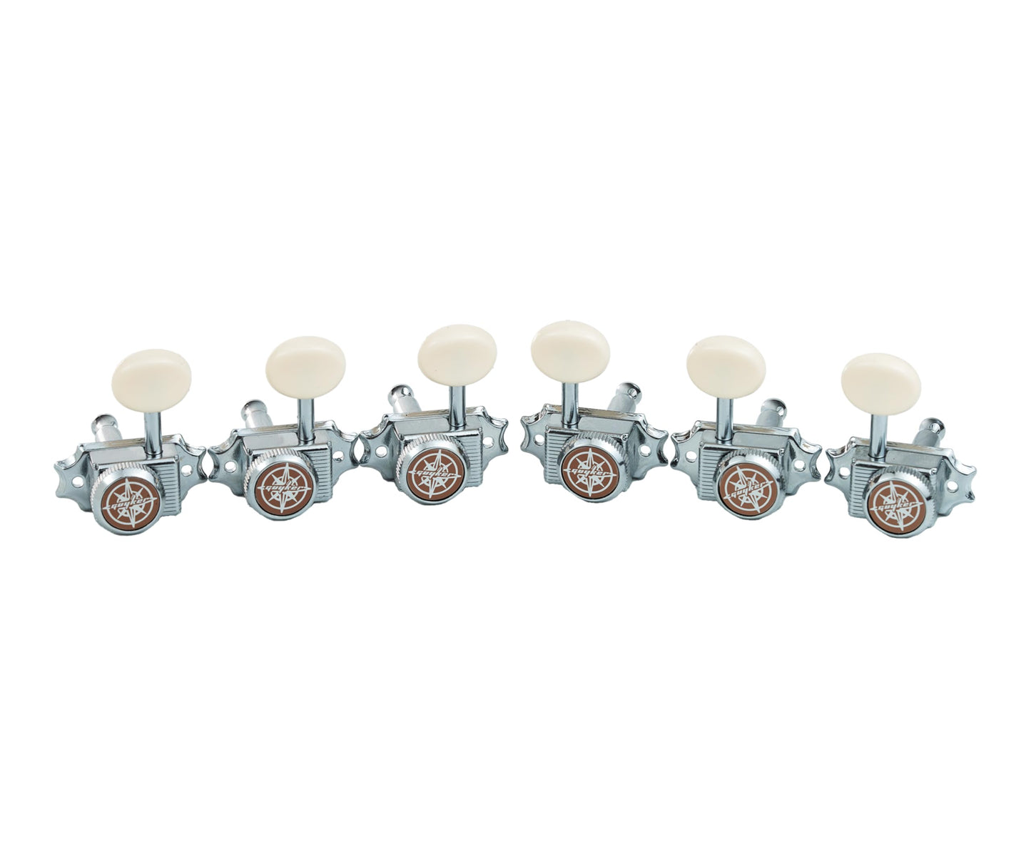 Guyker Guitar Locking Tuners (3L + 3R Hand) - Vintage Deluxe Lock String Tuning Key Pegs Machine Heads Replacement Parts - Chrome, Cream Handle