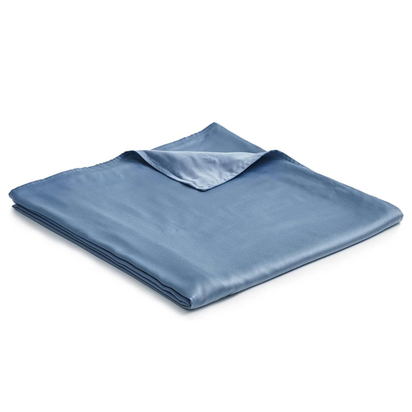 YnM 60 x 80 inch Natural Bamboo Cooling Machine Washable Duvet Cover for Weighted Blankets, Blue Grey