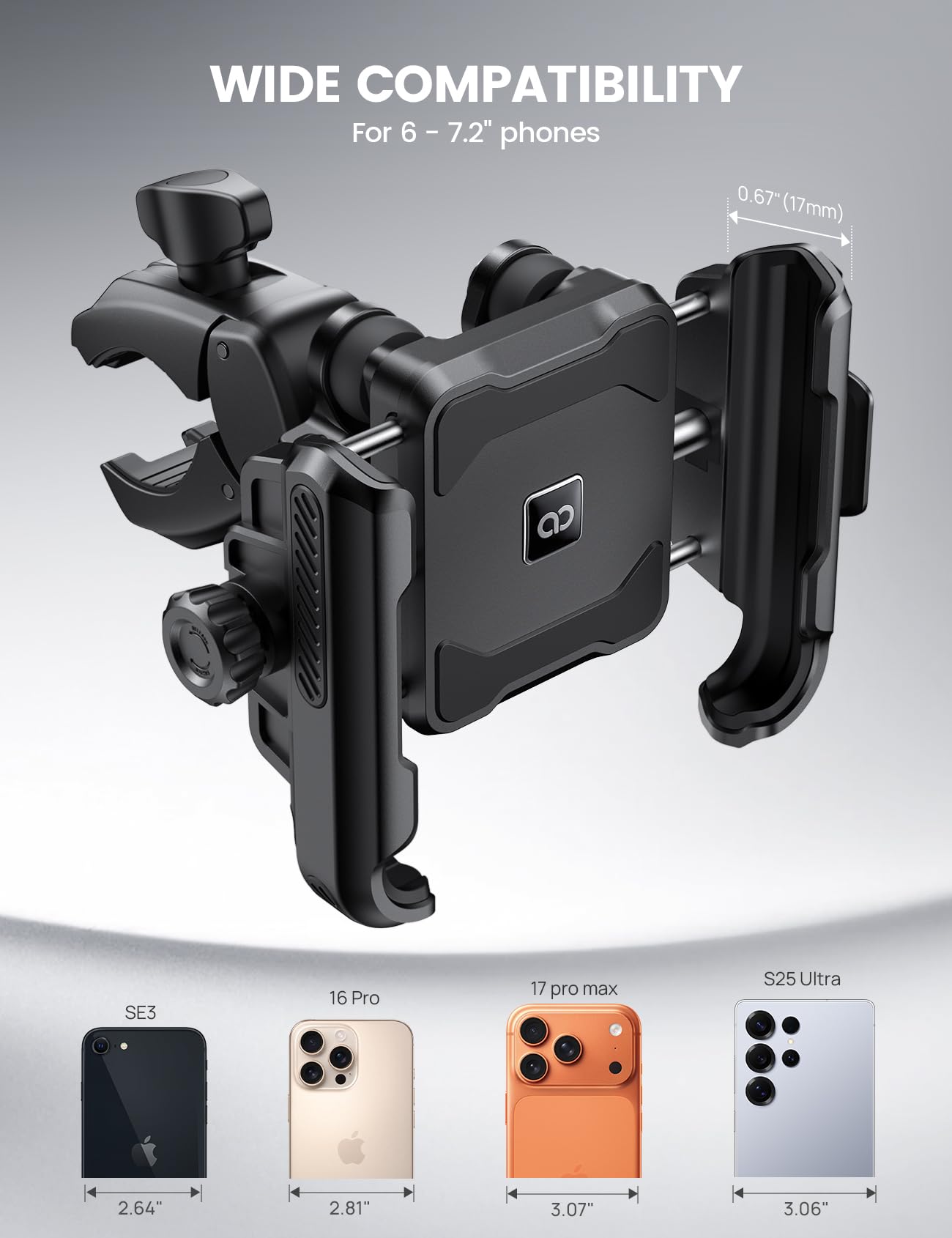 Lamicall Motorcycle Bike Phone Mount - [Upgrade Vibration Dampener] [Camera Friendly] Bike Phone Holder Handlebar Clamp, Bicycle Phone Mount,Mom Gift iPhone 17 16 Pro Max, Galaxy S25 S26 Ultra, 6-7.2"