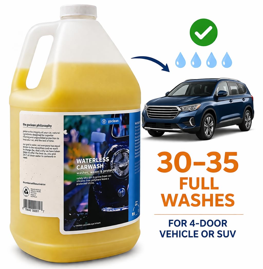 Goclean Waterless Car Wash 4L/135oz - 100% CANADIAN - The First & Original Waterless Wax & Wash. Clean, Quick Detail & Wax Anywhere Anytime. Great for Car, Motorcycles, RV and Marine