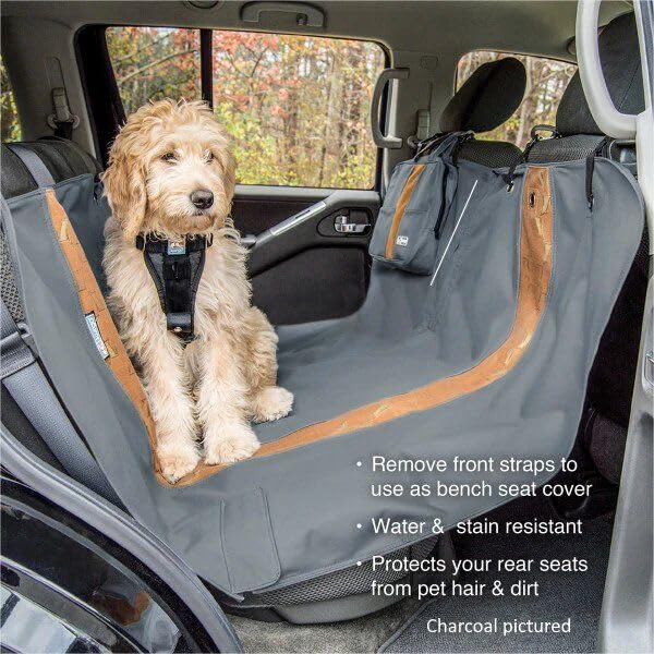 Kurgo Dog Hammock Car Seat Cover for Pets, Pet Seat Cover, Car Hammocks for Dogs, Water, Resistant, Wander, Heather, Journey, Half, Coast to Coast, Cars, Trucks, SUVs, Black, Grey, Black/Khaki