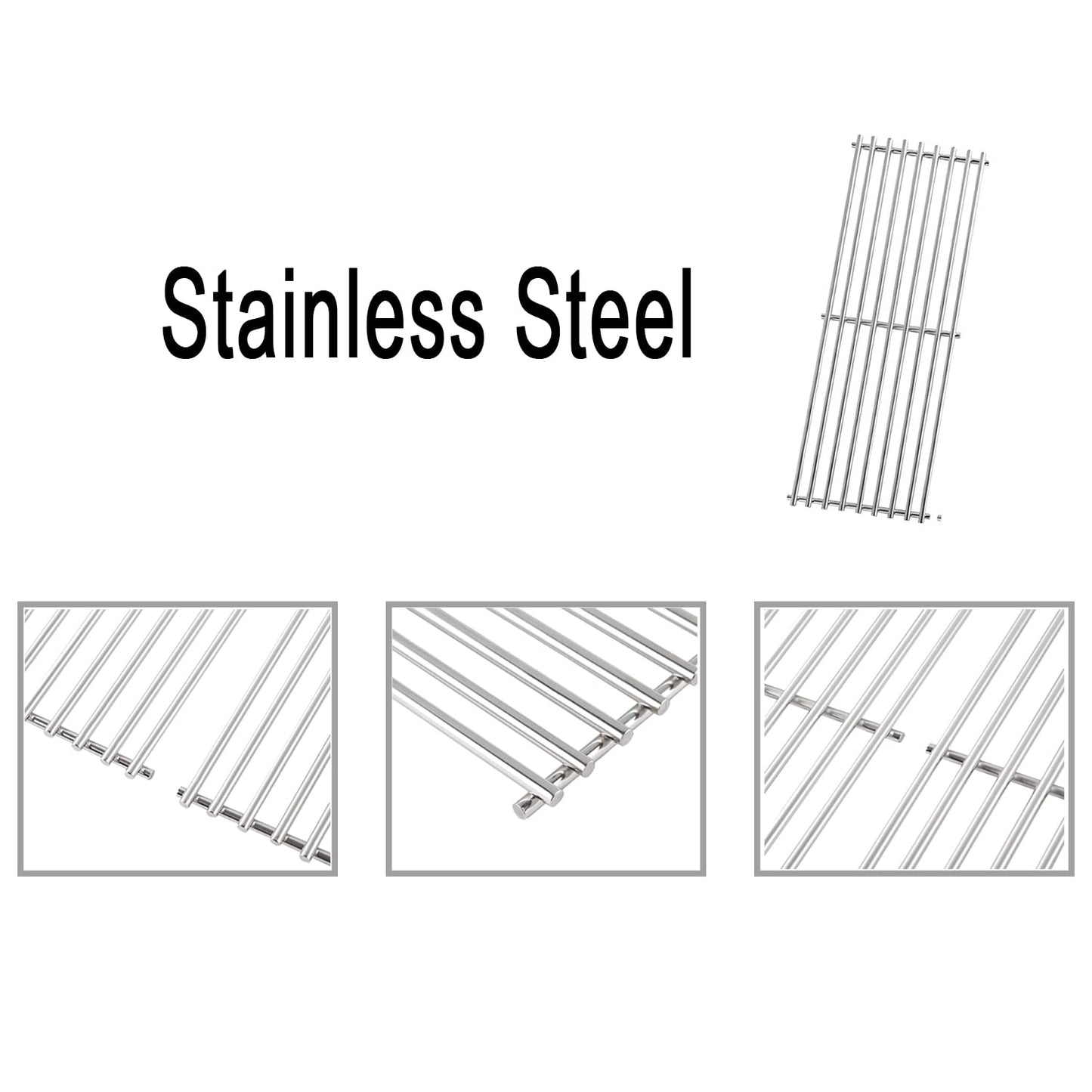 BMMXBI 17-3/8 Inch Grill Grate Replacement for Broil King Baron 440 320 340 420 S420 S320 Grill Parts, Stainless Steel BBQ Cooking Grates for Broil-Mate, Huntington Gas Grills Accessories, Set of 4