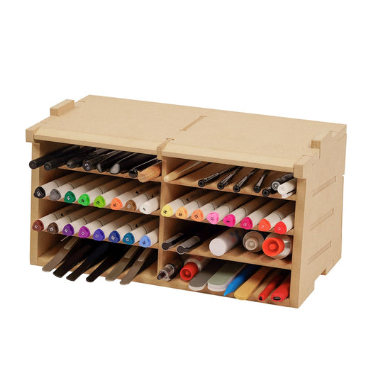 Bucasso Model Kit Tool Storage Rack, Making Organizer with MDF Material, Brush/Tweezers Storage, Craft Supplies Brush/Tool Holder for Tamiya and Gundam Tools, GK4