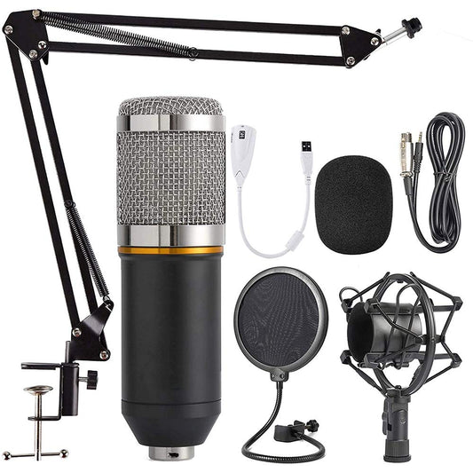 navor XLR Condenser Microphone Combo Cardioid Professional Mic Kit for Recording Podcasting Live Streaming, Home Studio with Adjustable Suspension Scissor Arm, Shock Mount & Pop Filter for PC & Gaming