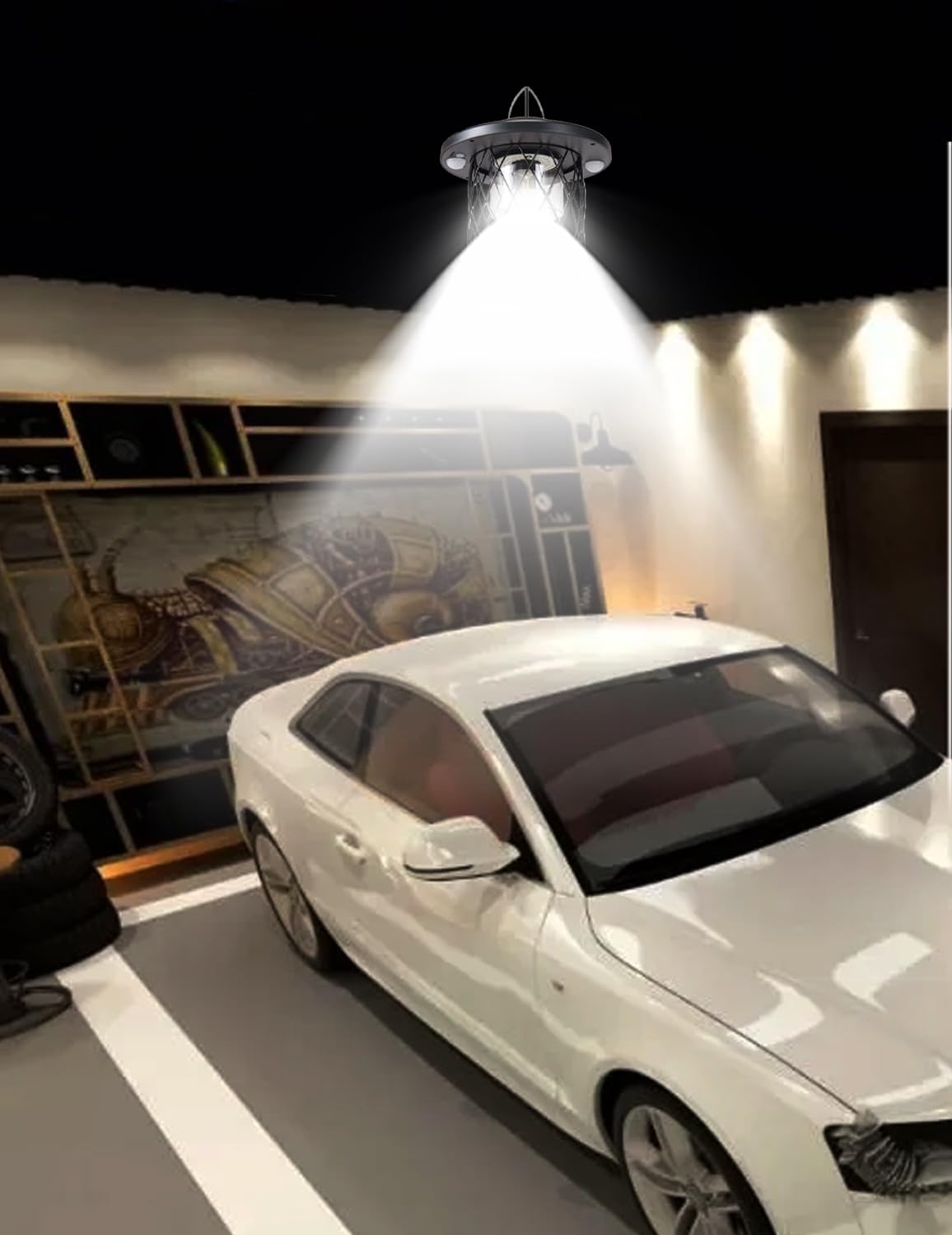Solar Pendant Lights Outdoor,Motion Sensor Lights, IP65 Waterproof, Switchable 5 Lighting Modes.Remote Control and Solar Powered Suitable for Solar Gazebo Lights and Solar shed Light with Switch