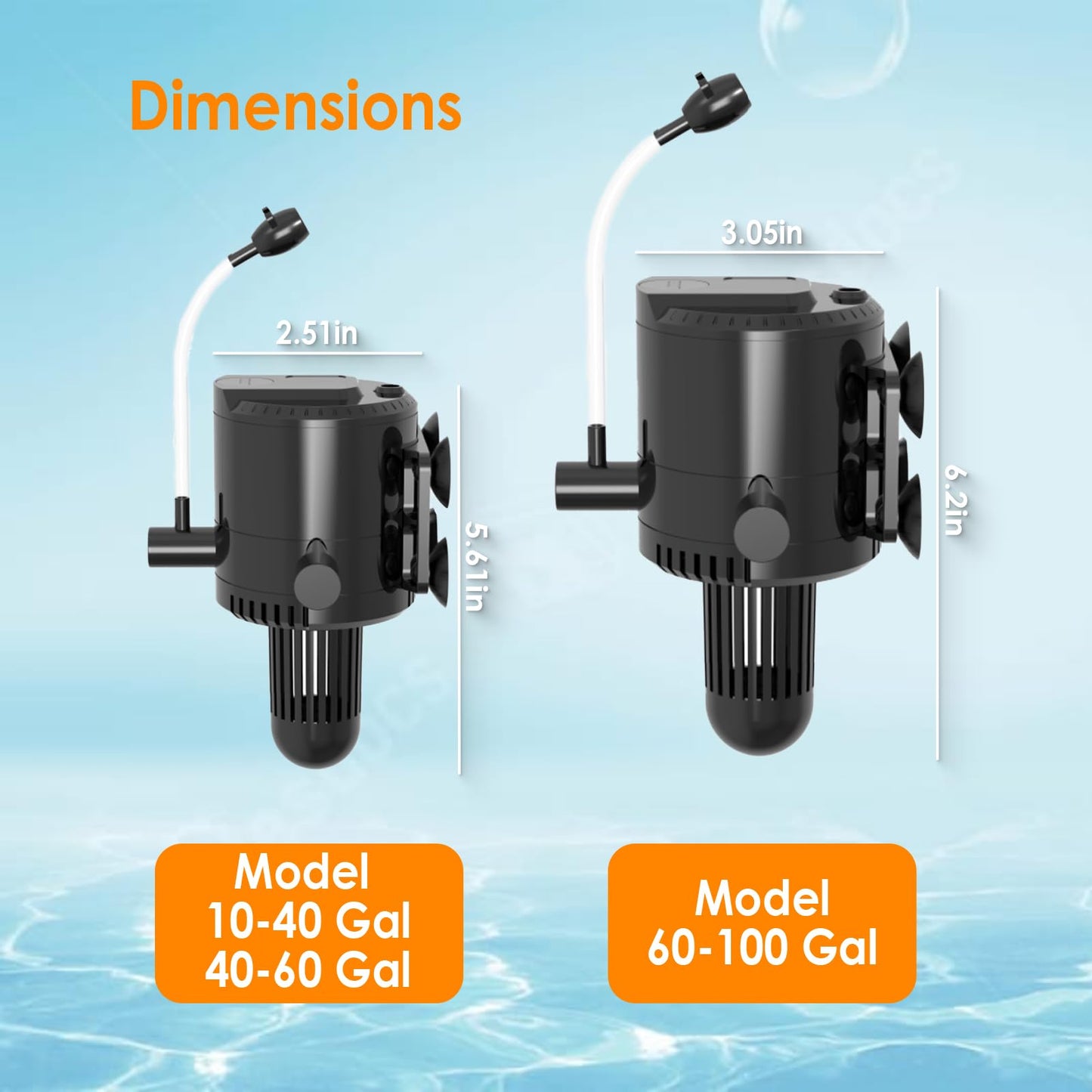 AquaMiracle Black Submersible Aquarium Powerhead Pump, 320GPH, For Tanks 60-100Gal, Wave Maker, Aeration, Fresh/Saltwater, 18W, 115V, Black