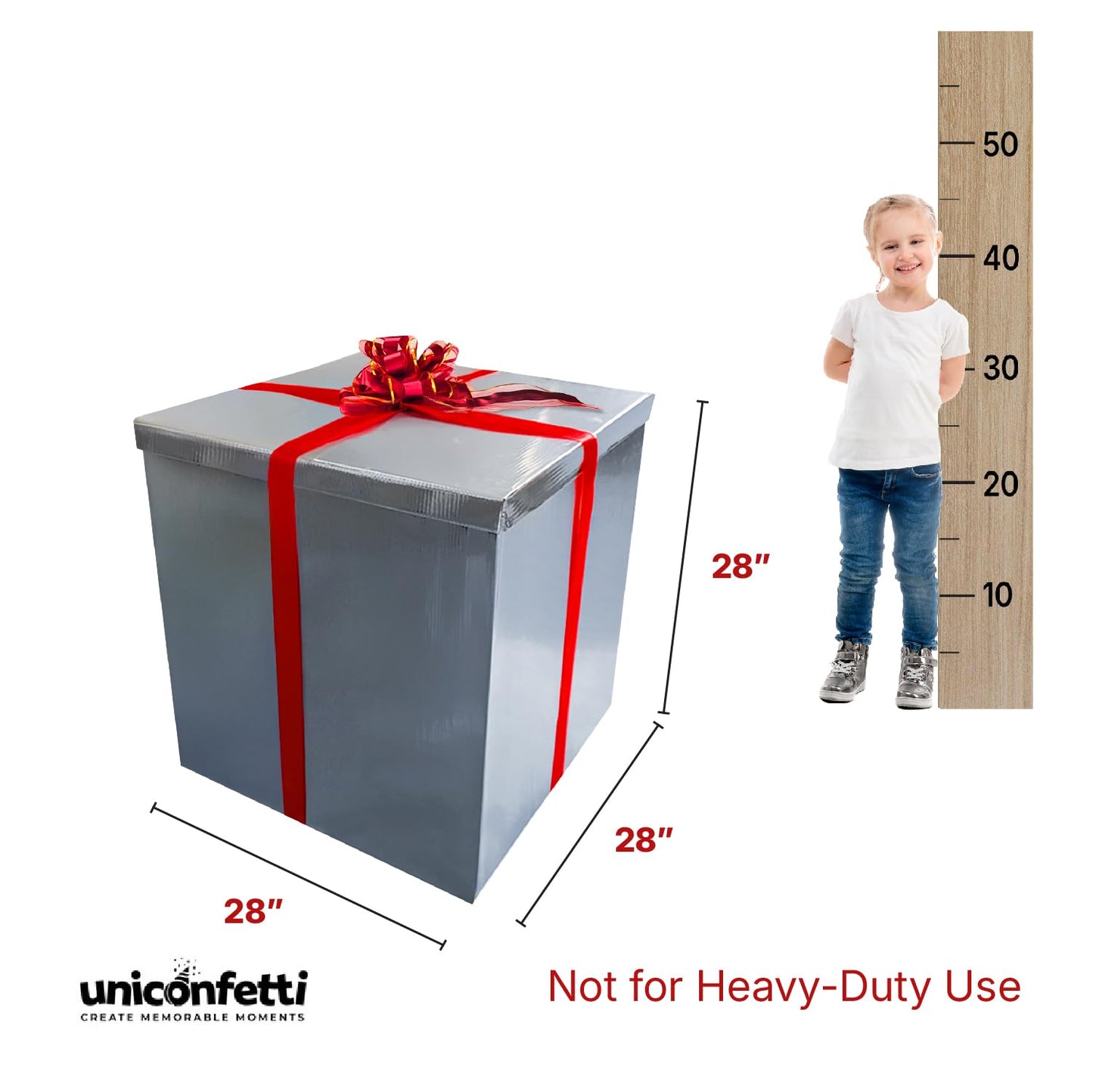 Giant Gift Box Silver Cardboard Decorative Box with Lid, Silver Gift Box for Birthday Surprise, Pregnancy Announcement, Gender Reveal, Christmas Presents and Other Celebrations (Size: 28x28)
