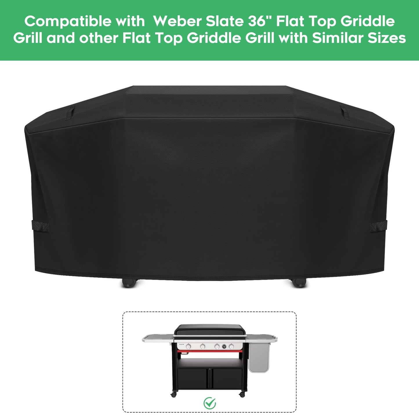 EZ-DONGTENG Heavy-Duty 600D Grill Cover fit for Weber Slate 36" Flat Top Griddle Grill，3400120 Weber Slate 36" Griddle Outdoor Waterproof Griddle Cover