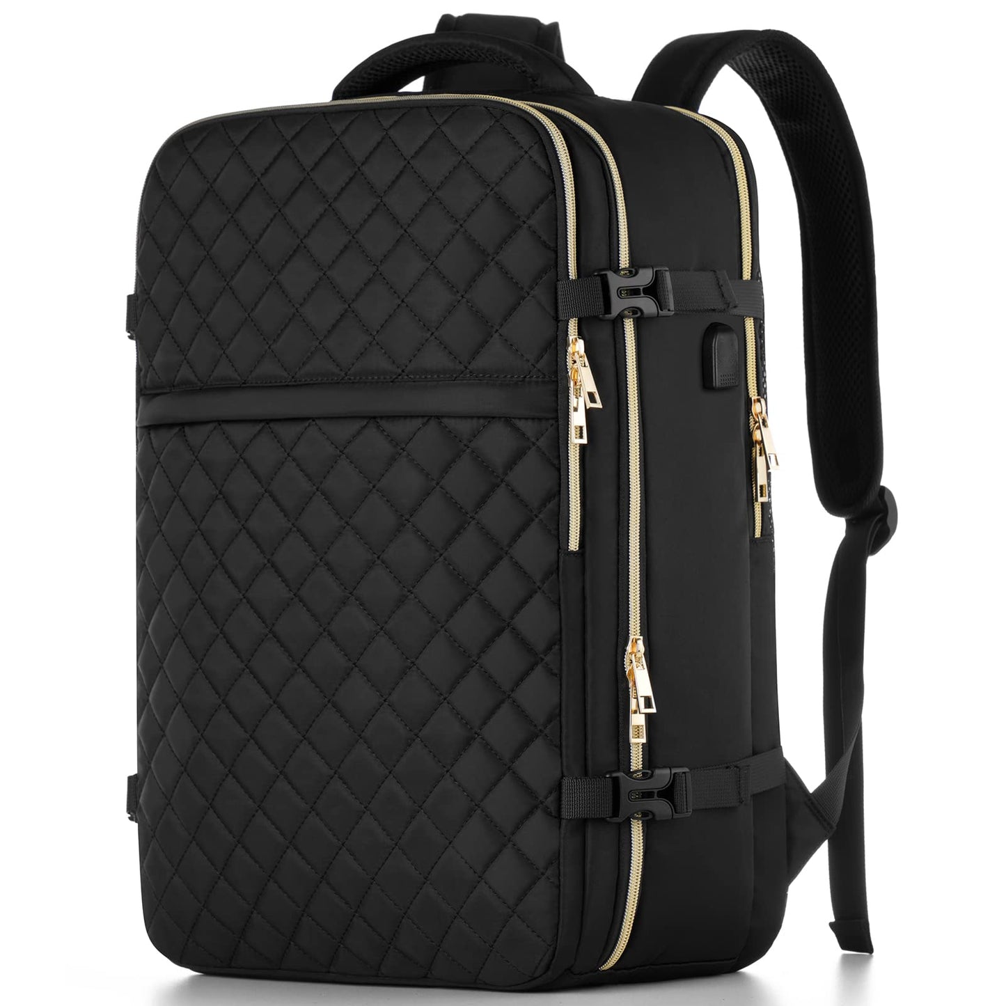 MOMUVO Large Travel Backpack Women, Flight Approved Carry On Backpack, Water Resistant Anti-Theft Casual Daypack School Bag,17.3 inch,Black