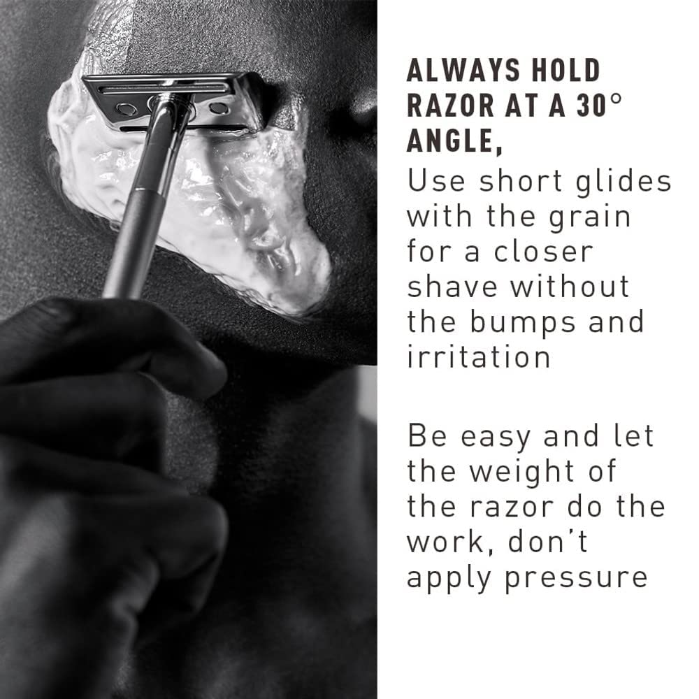 Bevel Safety Razor with Brass Weighted Handle and 10 Double Edge Safety Razor Blade Refills, Single Blade Razor for Men, Designed for Coarse Hair to Prevent Razor Bumps, Black