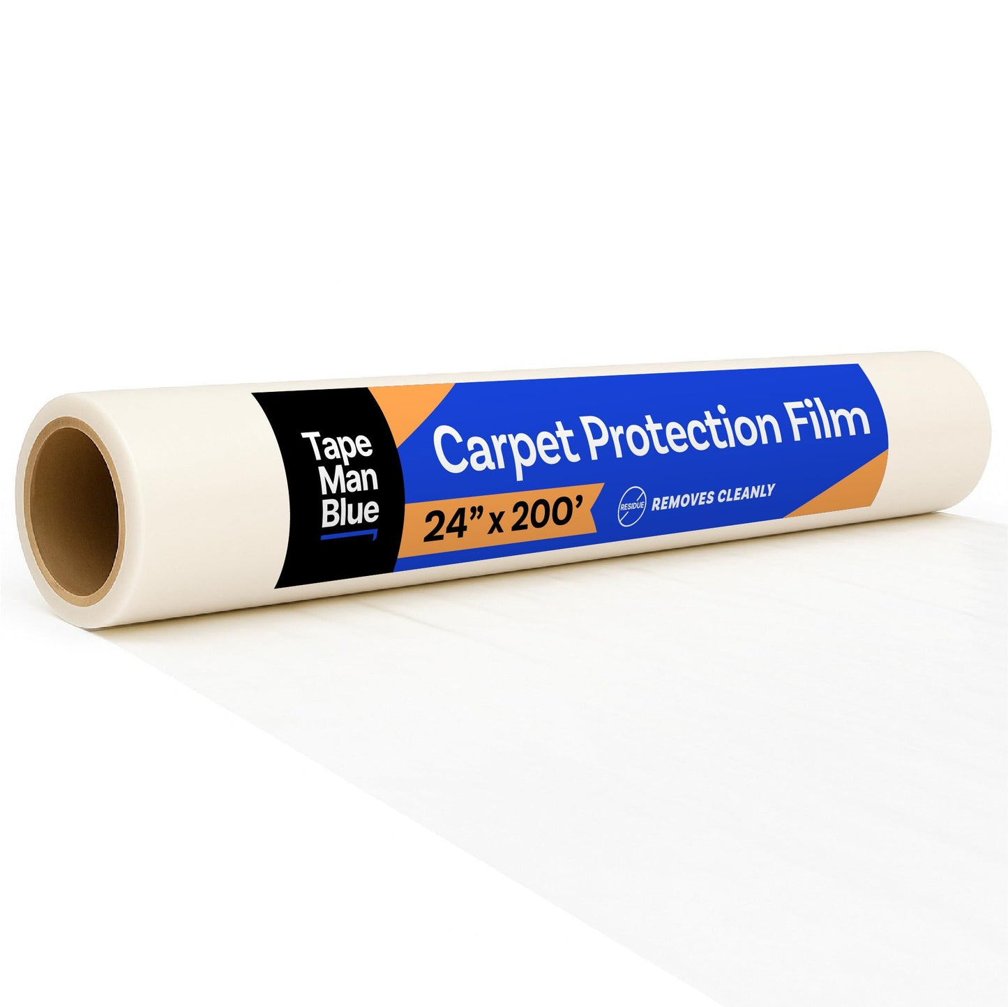 Carpet Protection Film 24" x 200' roll. Made in The USA! Easy Unwind, Clean Removal, Strongest and Most Durable Carpet Protector. Clear, Self-Adhesive Surface Protective Film.