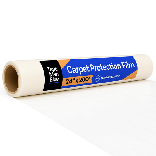 Carpet Protection Film 24" x 200' roll. Made in The USA! Easy Unwind, Clean Removal, Strongest and Most Durable Carpet Protector. Clear, Self-Adhesive Surface Protective Film.