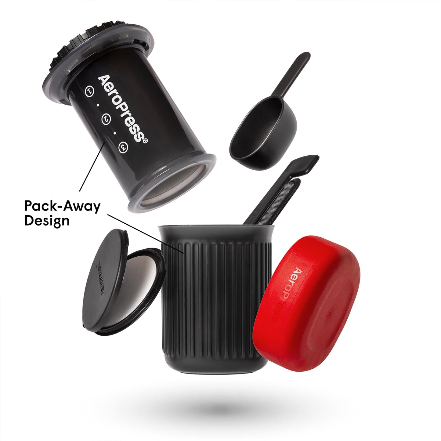 AeroPress Go, Extra Small Portable Coffee Maker Kit, Travel, Hiking & Camping, All-in-One French Press, Pour-Over & Espresso Style Manual Brewer, 2 Min Brew Makes a Less Bitter, More Flavorful Cup