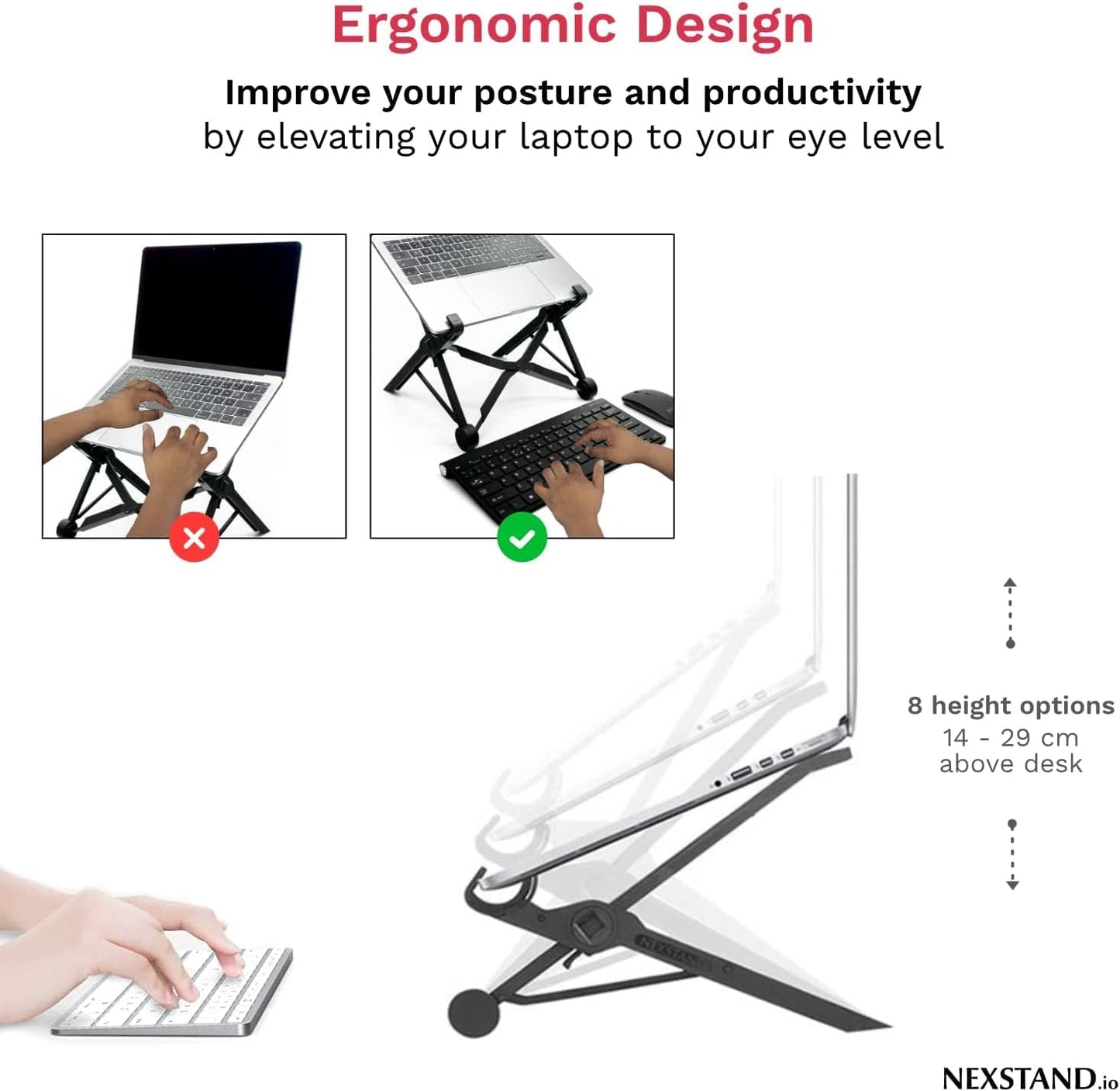 Nexstand Laptop Stand - Portable Foldable & Height Adjustable Universal Fit for MacBook and PC